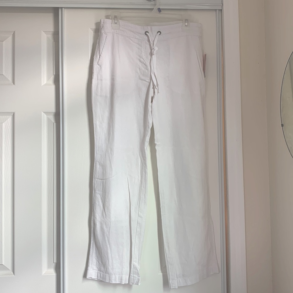 NWT Per Se White Linen Pants Women’s Small
